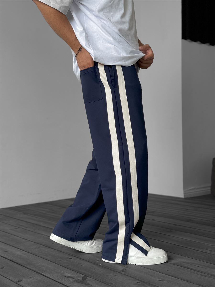 Striped Sweatpants with Side Slits