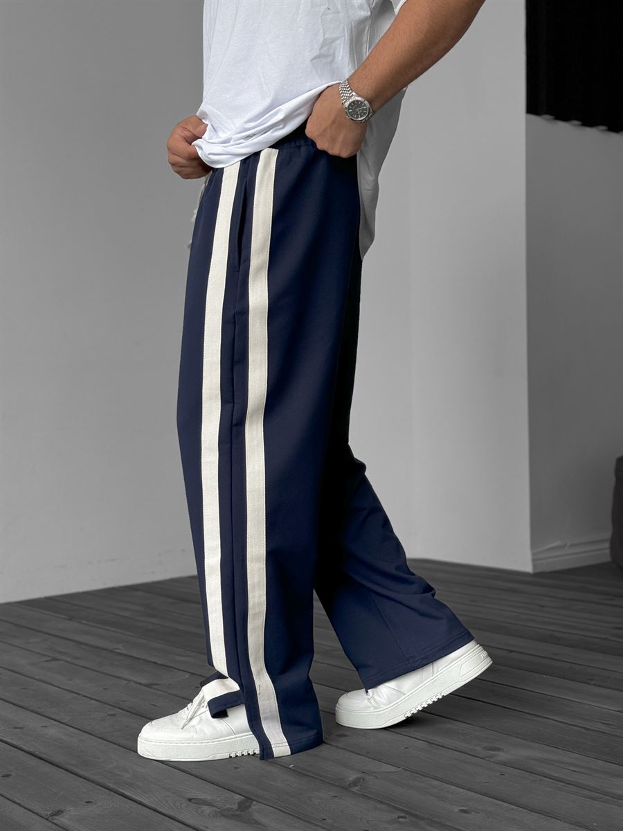 Striped Sweatpants with Side Slits