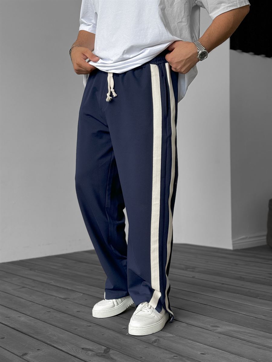 Striped Sweatpants with Side Slits