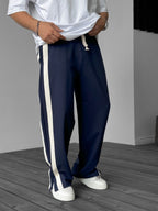 Striped Sweatpants with Side Slits