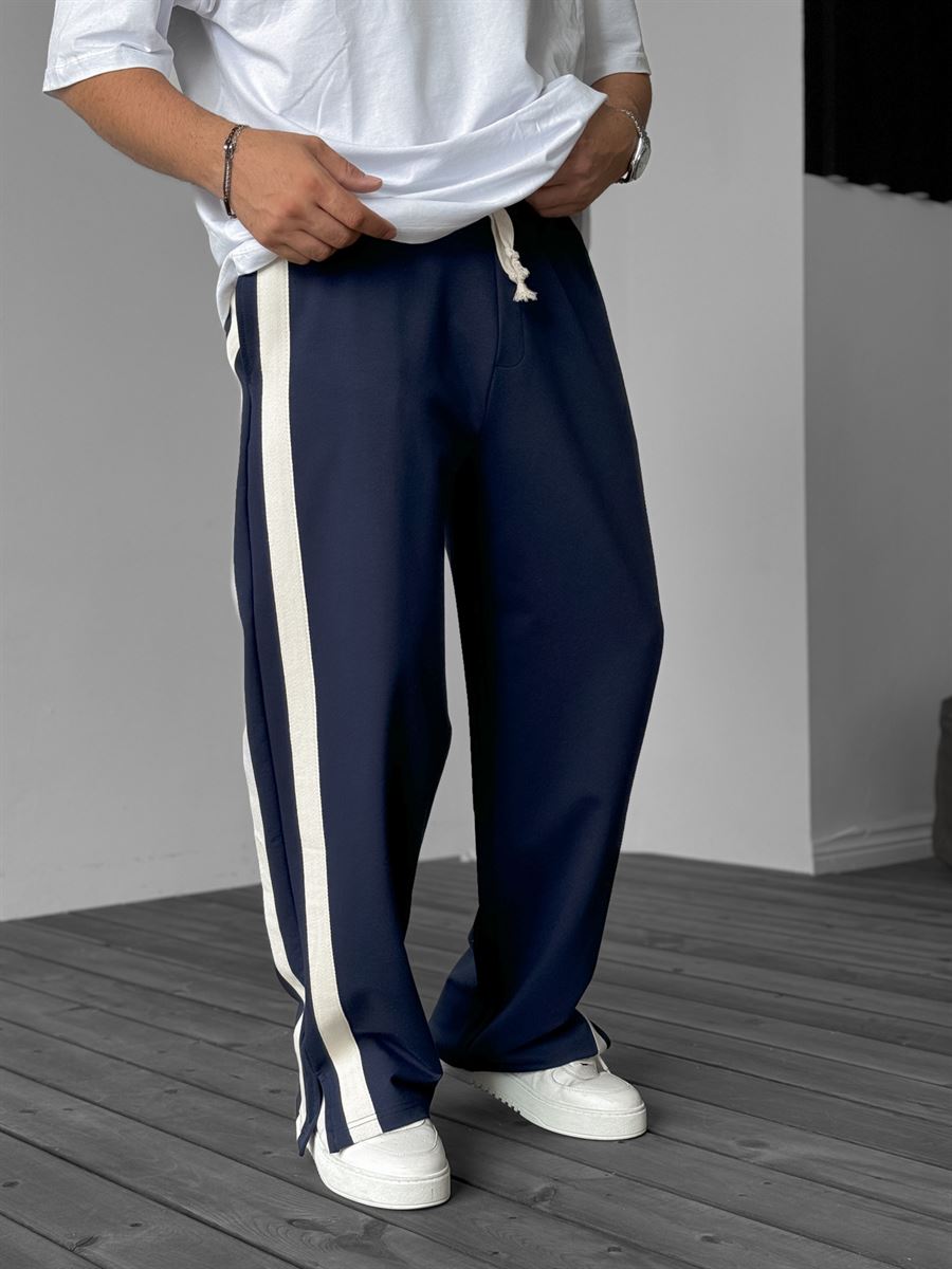 Striped Sweatpants with Side Slits