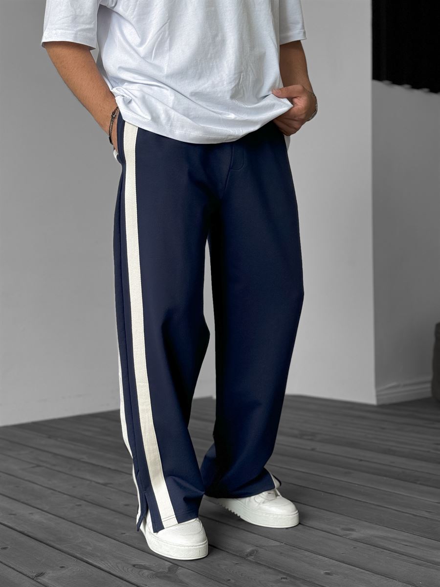 Striped Sweatpants with Side Slits