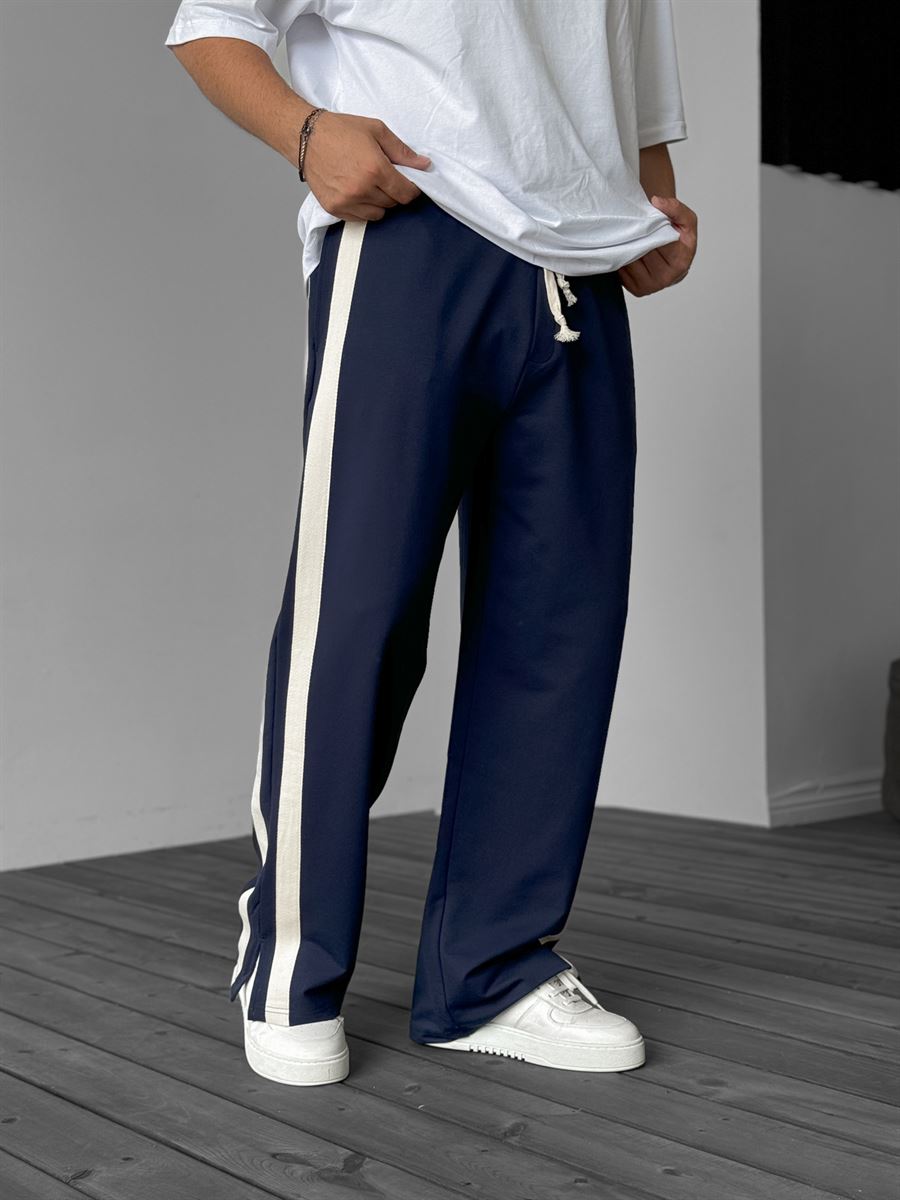 Striped Sweatpants with Side Slits