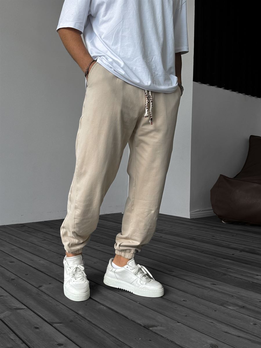 Side Patch Stitched Elastic Sweatpants