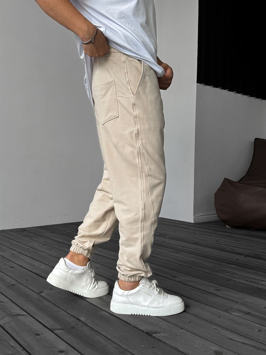 Side Patch Stitched Elastic Sweatpants