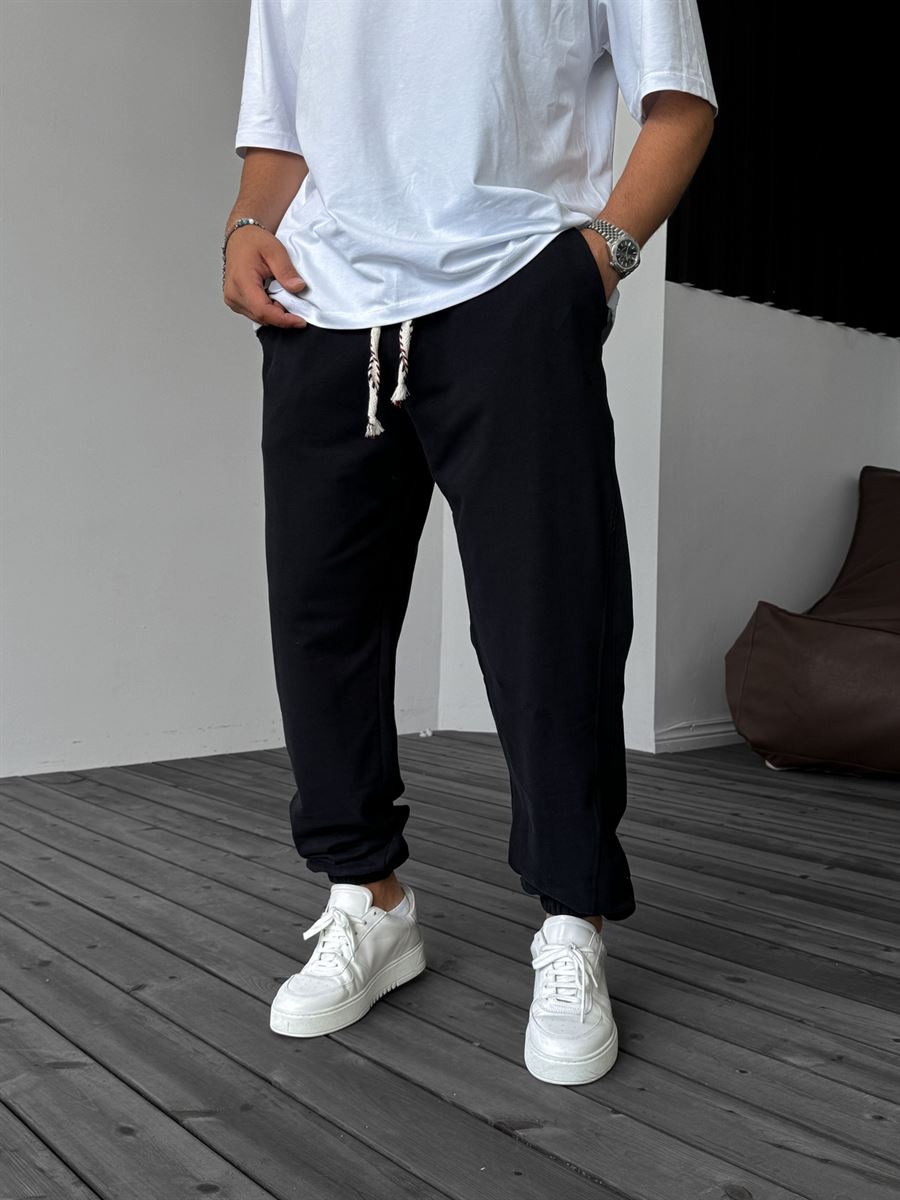 Side Patch Stitched Elastic Sweatpants