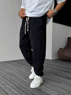 Side Patch Stitched Elastic Sweatpants