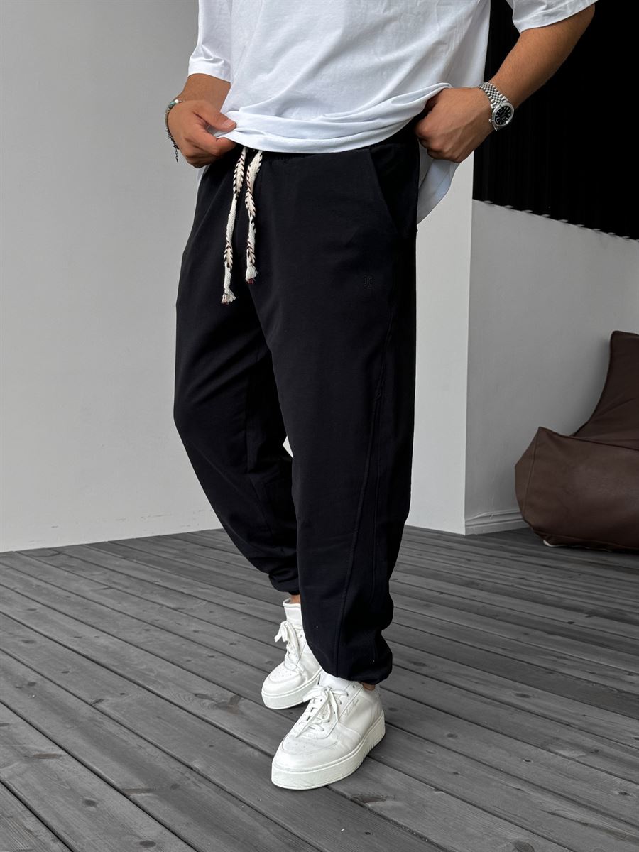 Side Patch Stitched Elastic Sweatpants