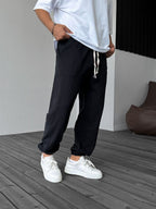 Side Patch Stitched Elastic Sweatpants