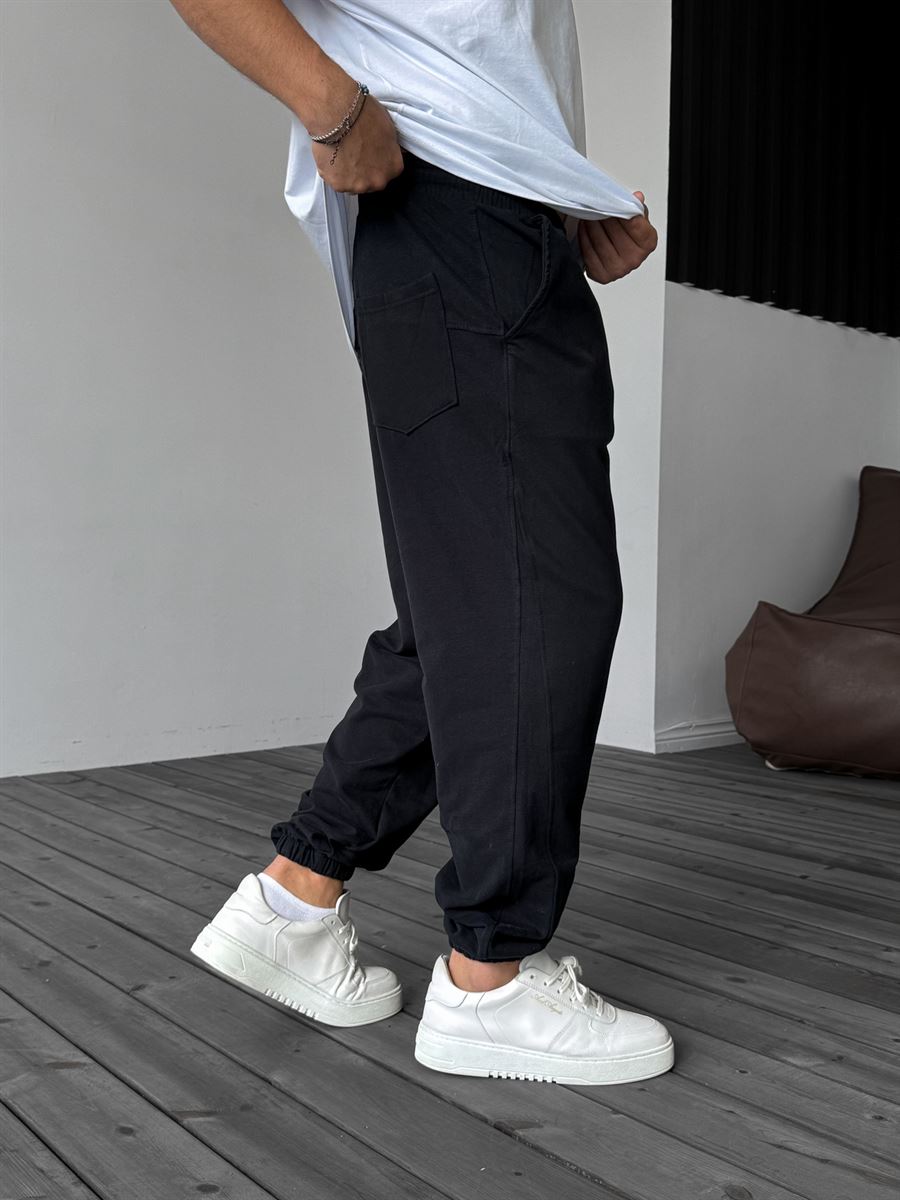 Side Patch Stitched Elastic Sweatpants