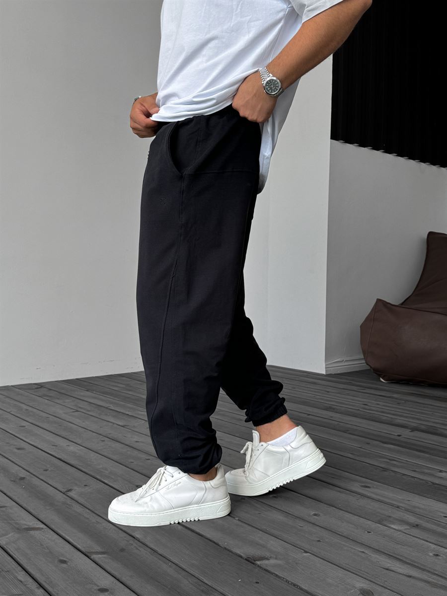 Side Patch Stitched Elastic Sweatpants