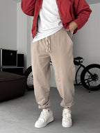 Side Patch Stitched Elastic Sweatpants