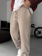 Side Patch Stitched Elastic Sweatpants