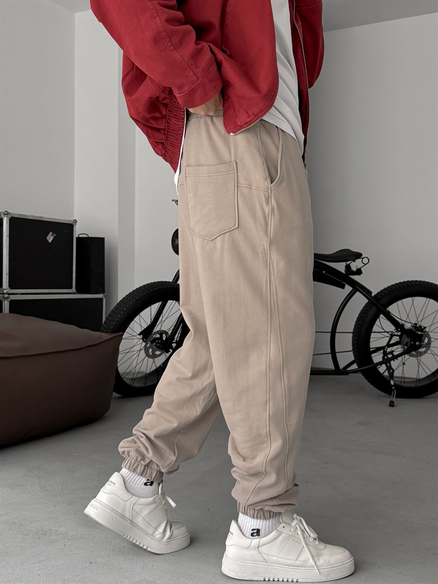 Side Patch Stitched Elastic Sweatpants