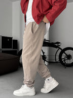 Side Patch Stitched Elastic Sweatpants