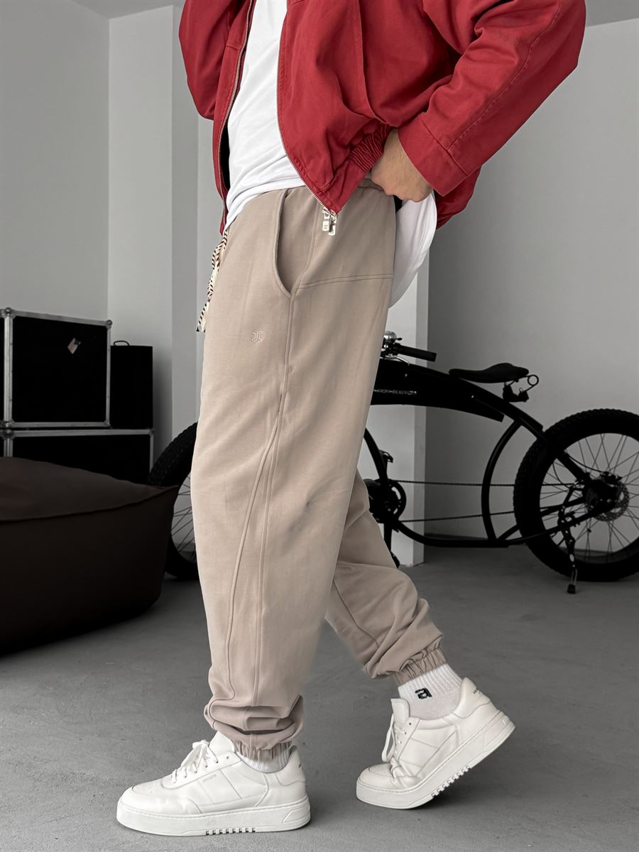 Side Patch Stitched Elastic Sweatpants