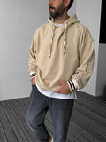 Striped Ribbed Hooded Sweatshirt