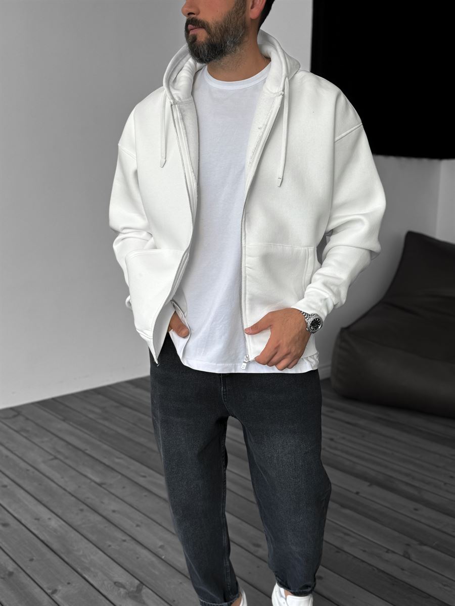 Basic Zipped Hooded Sweatshirt