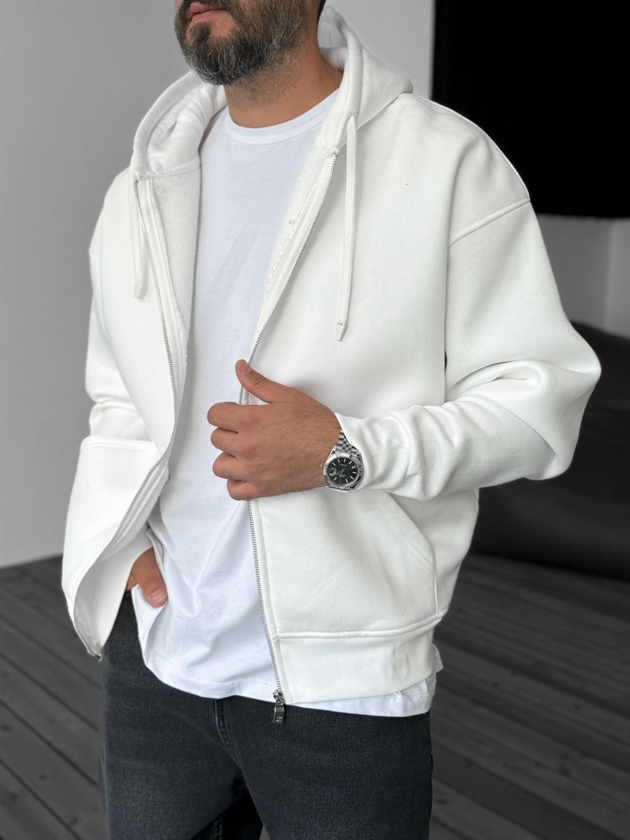 Basic Zipped Hooded Sweatshirt