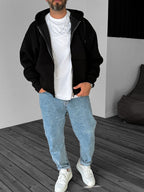 Basic Zipped Hooded Sweatshirt