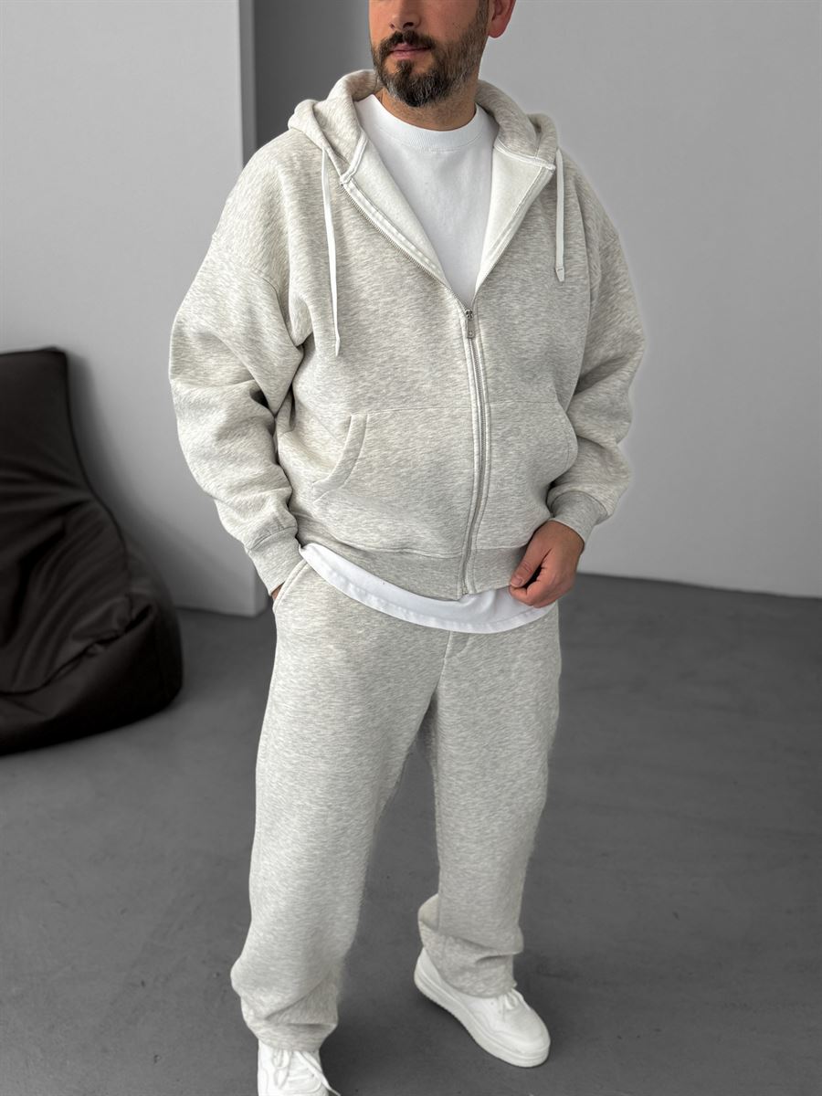 Basic Zipped Hooded Sweatshirt