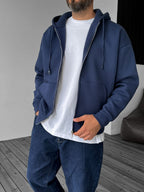 Basic Zipped Hooded Sweatshirt