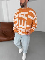 Letter Embroidered Knitted Sweatshirt