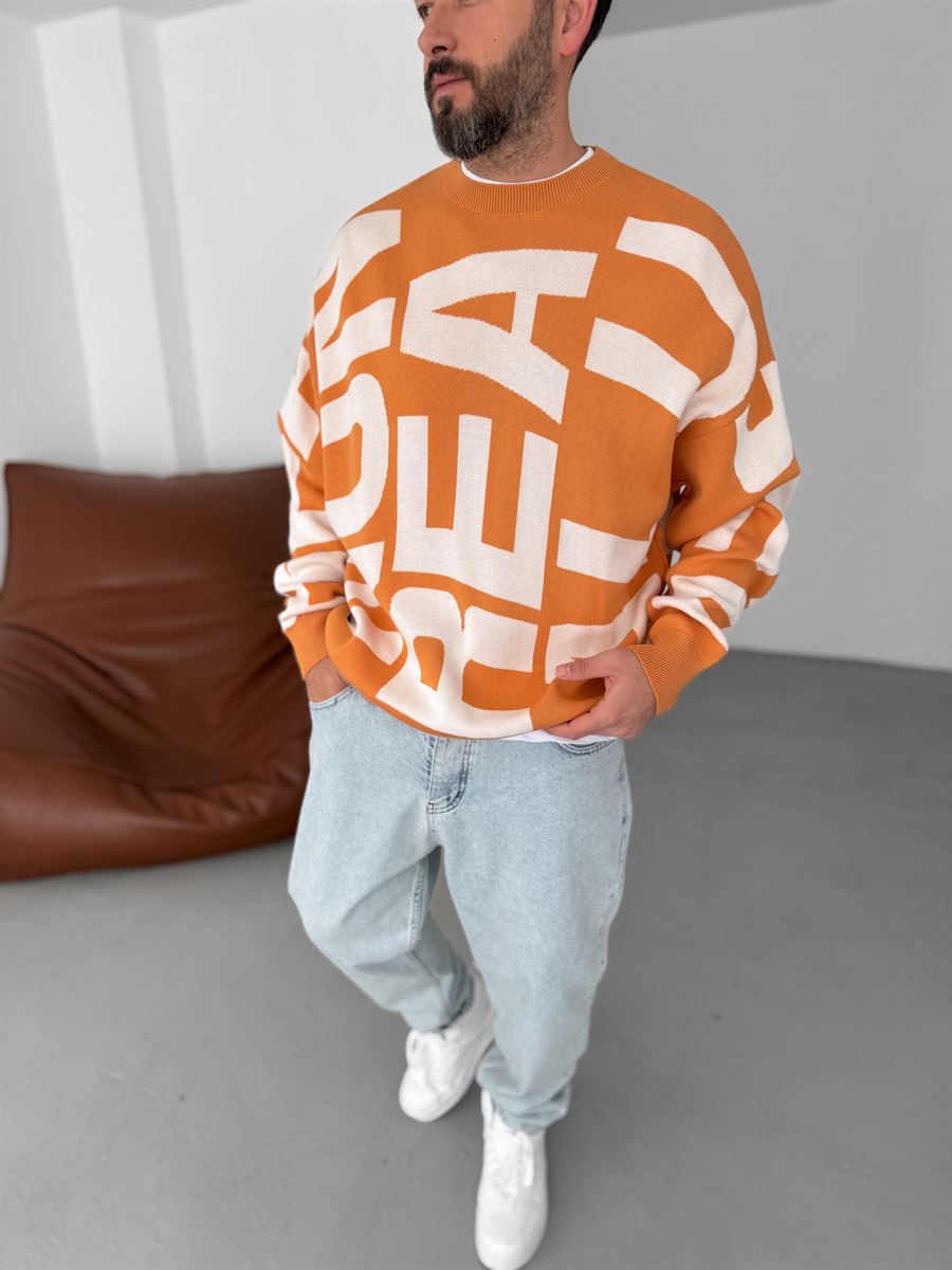 Letter Embroidered Knitted Sweatshirt