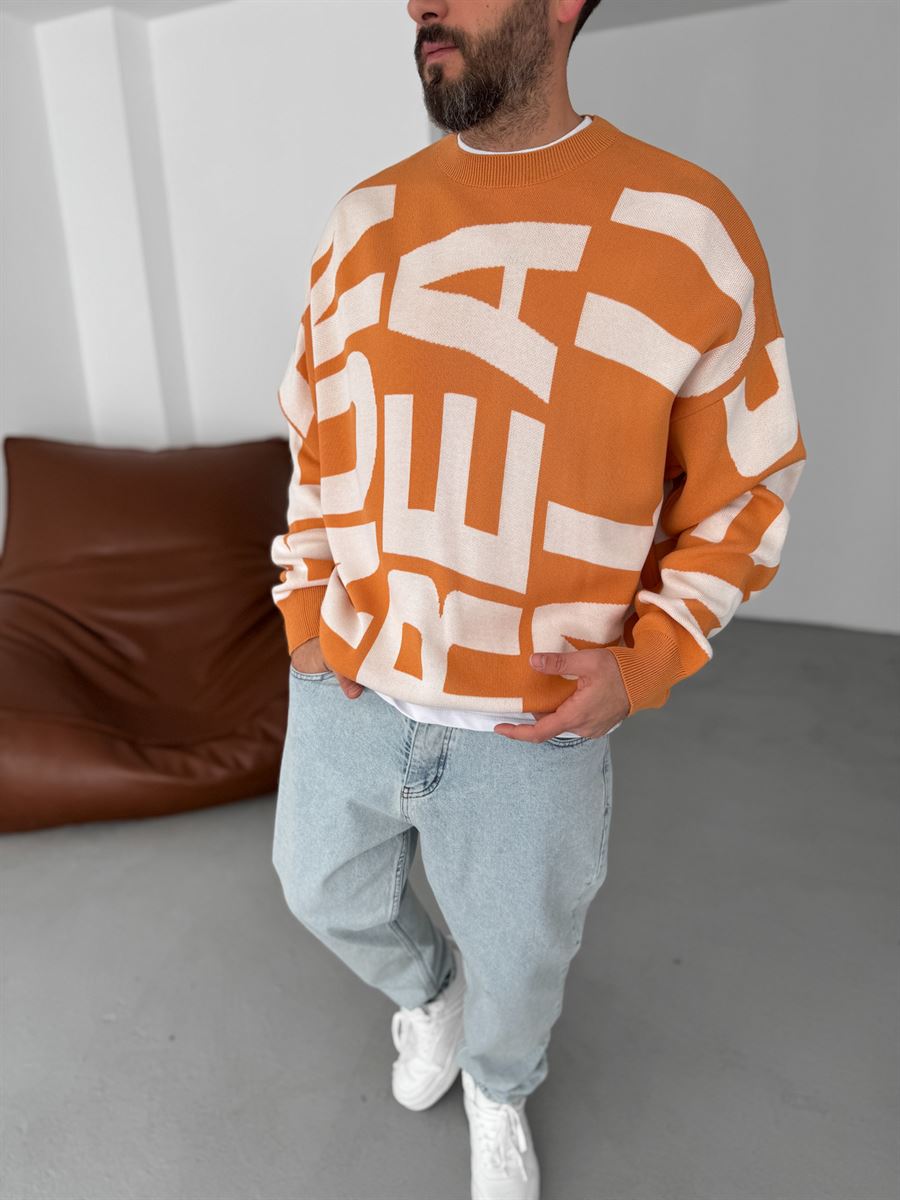 Letter Embroidered Knitted Sweatshirt