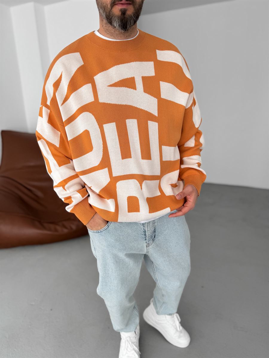 Letter Embroidered Knitted Sweatshirt