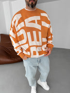 Letter Embroidered Knitted Sweatshirt