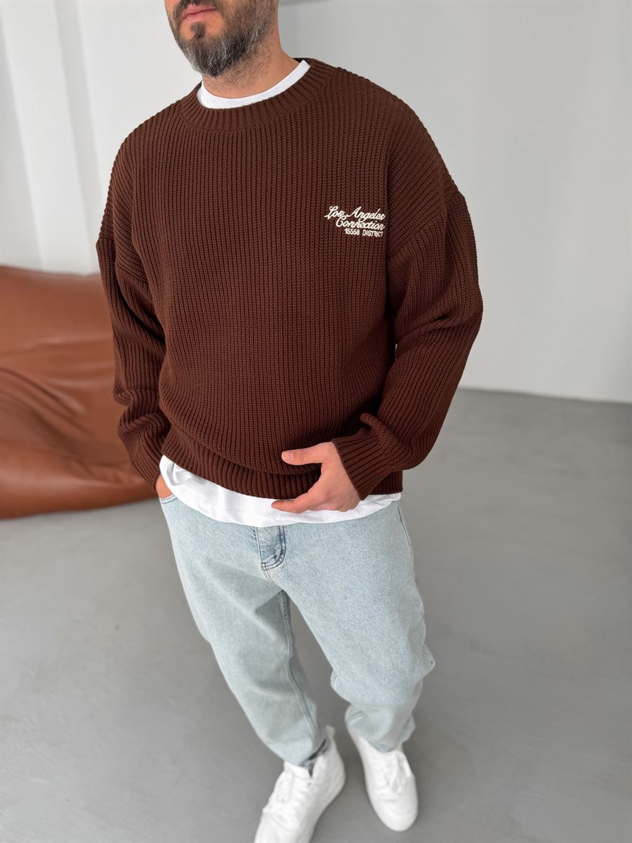 Los Angeles Embroidered Knitted Sweater