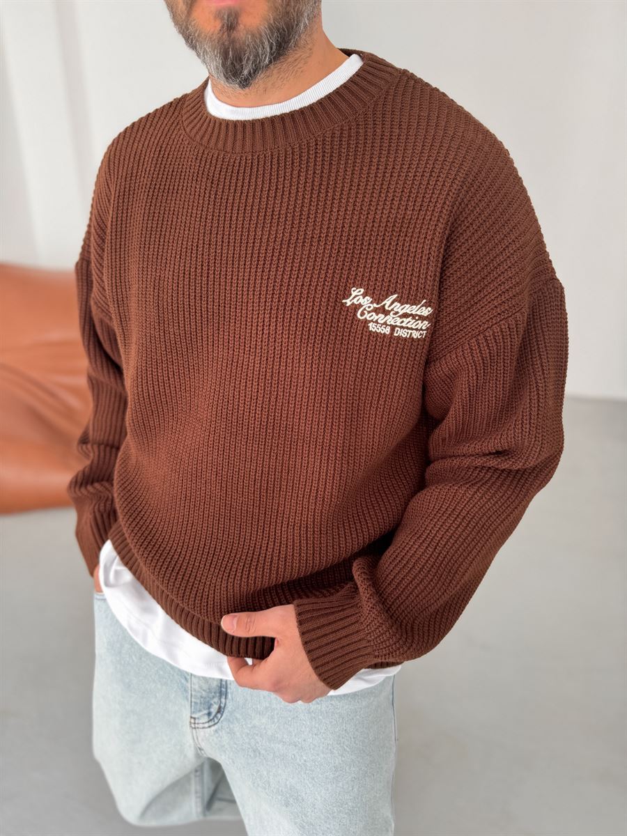 Los Angeles Embroidered Knitted Sweater