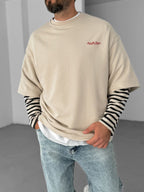 Striped Patchwork Sleeve Sweatshirt