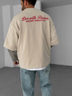 Striped Patchwork Sleeve Sweatshirt