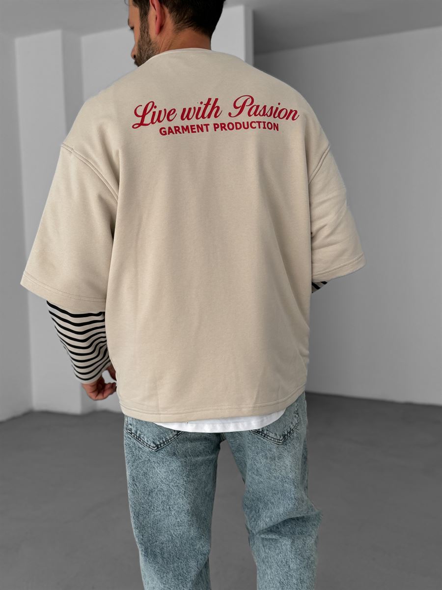 Striped Patchwork Sleeve Sweatshirt