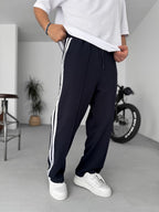 Striped Embroidered Straight Leg Sweatpants