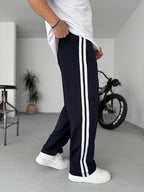 Striped Embroidered Straight Leg Sweatpants