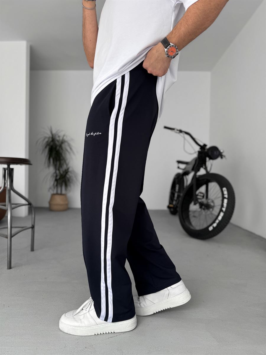 Striped Embroidered Straight Leg Sweatpants