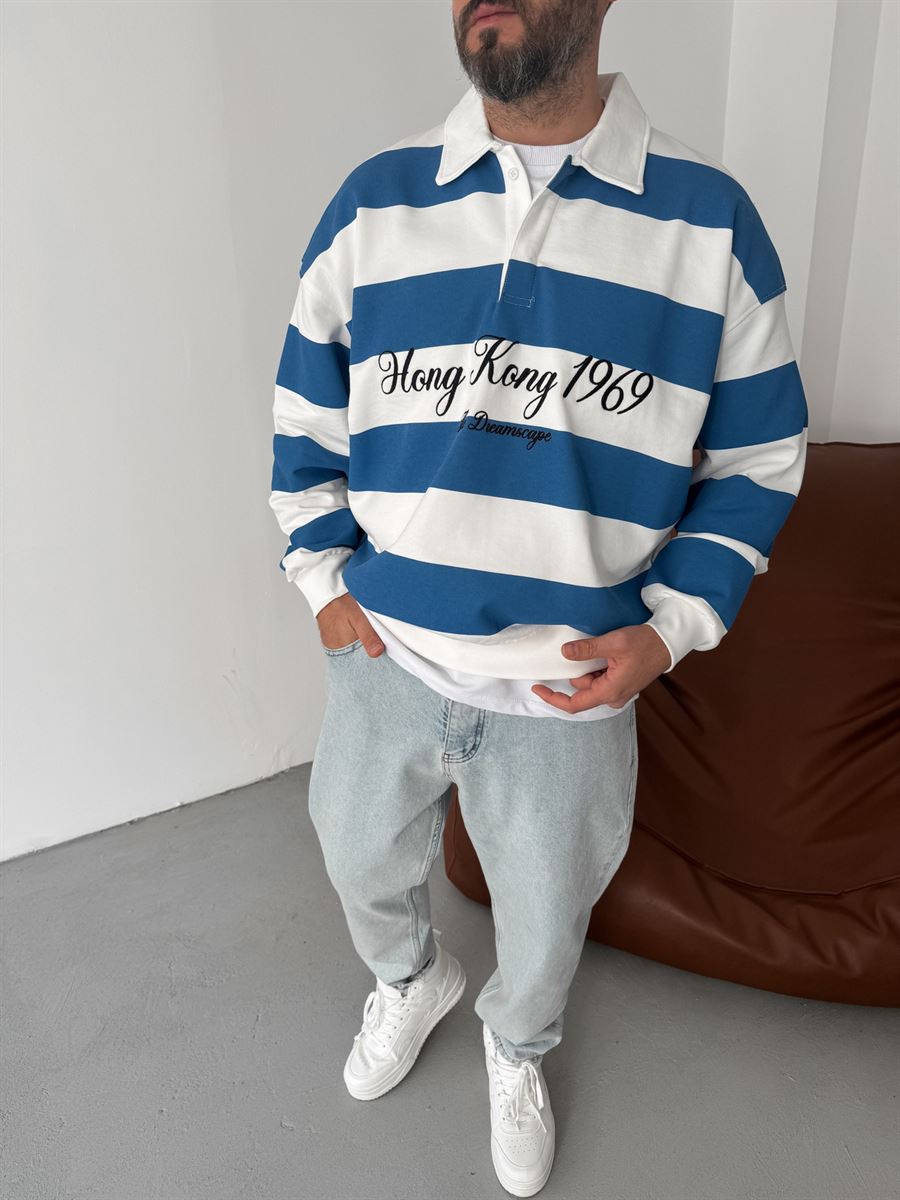 Striped Hong Kong Embroidered Sweatshirt