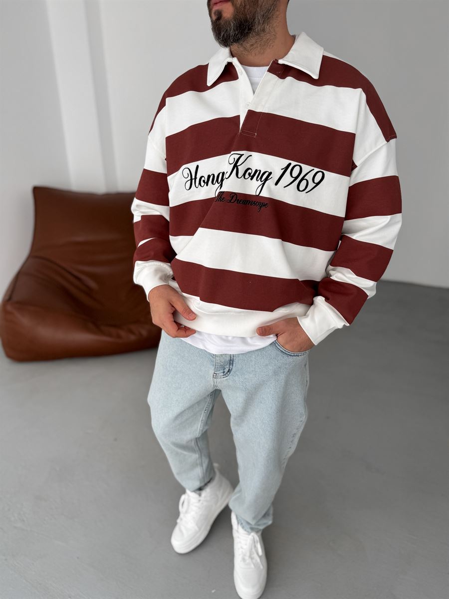 Striped Hong Kong Embroidered Sweatshirt