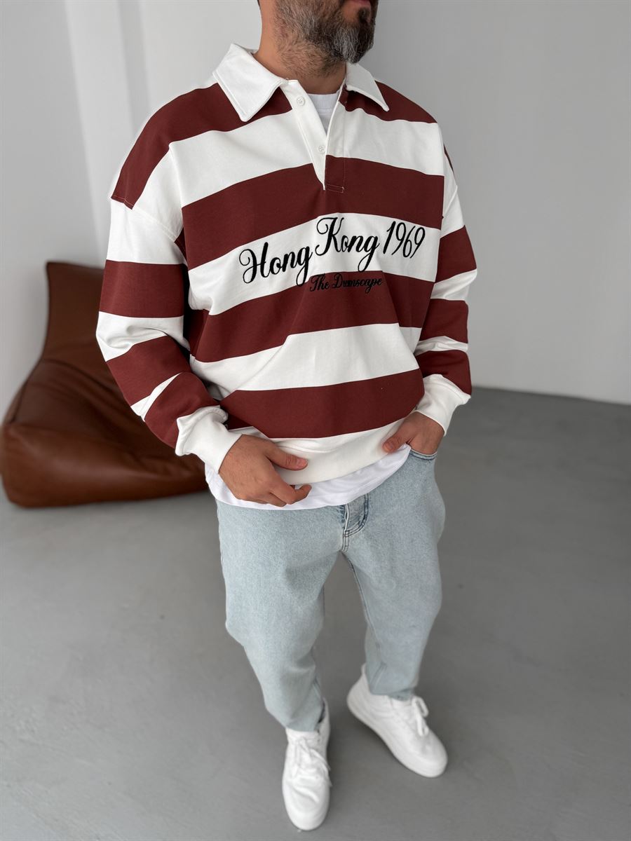 Striped Hong Kong Embroidered Sweatshirt