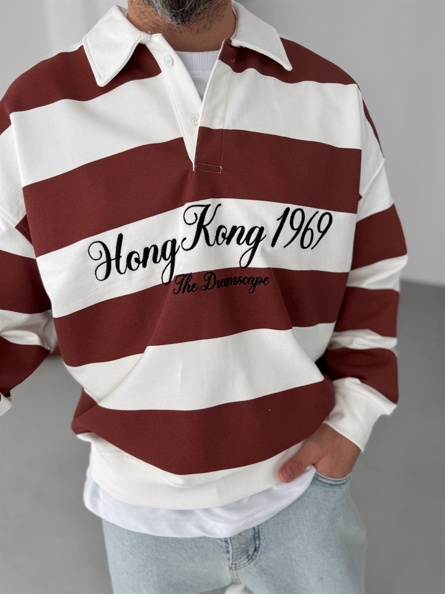 Striped Hong Kong Embroidered Sweatshirt
