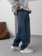 Dark Blue Distressed Skater Fit Jeans DP-13