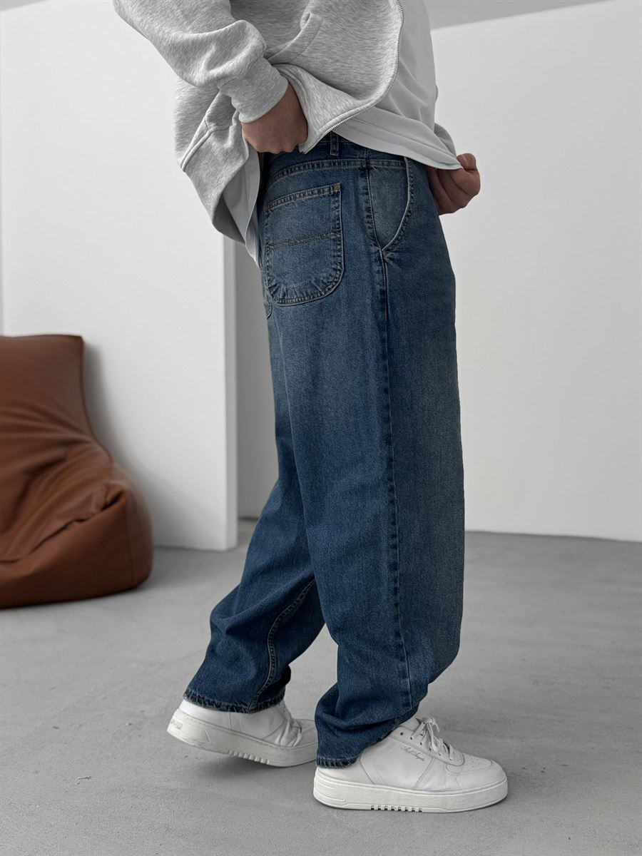 Dark Blue Distressed Skater Fit Jeans DP-13