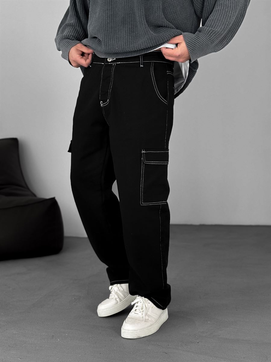 Stitched Cargo Baggy Jean