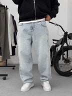 Ice Blue Baggy Pants with Stitching Detail KE-715/693/708