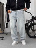 Ice Blue Baggy Pants with Stitching Detail KE-715/693/708