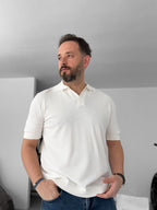 Polo Neck Ribbed Knitwear T-Shirt