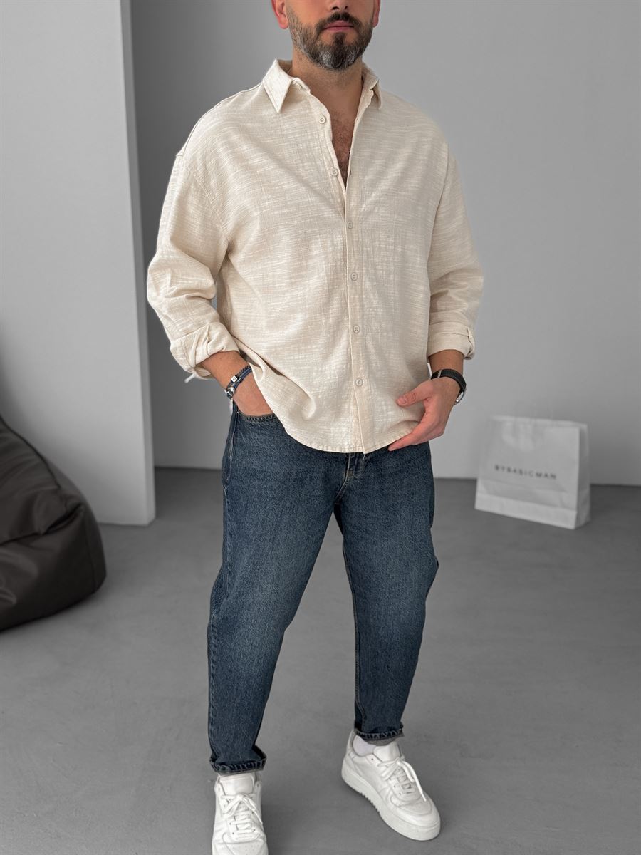 Slub Fabric Long Sleeve Shirt